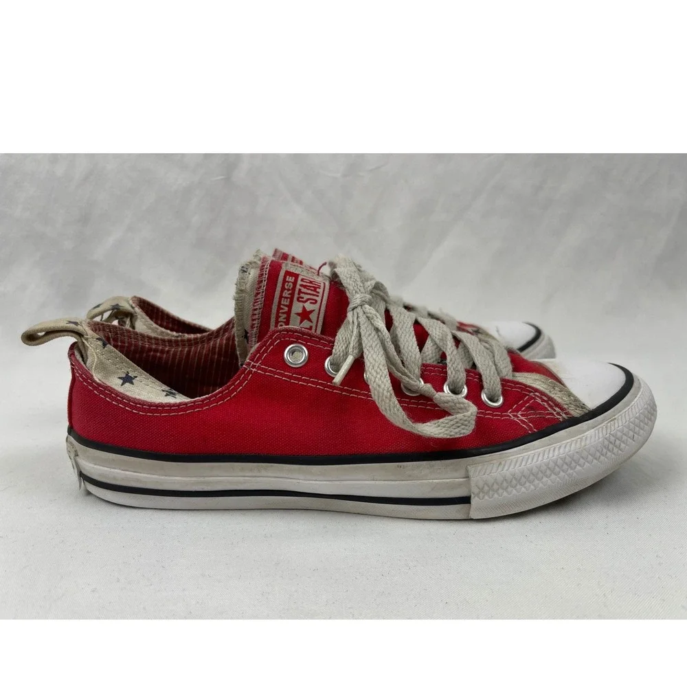 Converse Chuck Taylor All Star Junior 5 Red Double Tongue Stars Canvas Sneaker